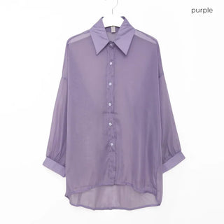 Drop-shoulder sheer shirt