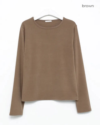 Scooped Neck Fleece Long T-Shirt