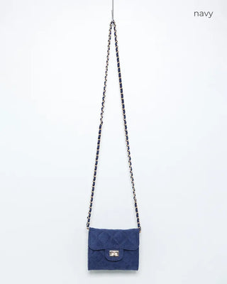 Suede quilted mini chain bag