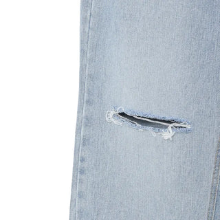 Distressed denim pants