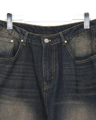 Vintage Wash Wide Fit Denim Pants