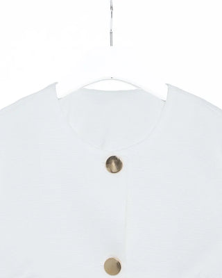 Round-button collarless half-sleeve jacket