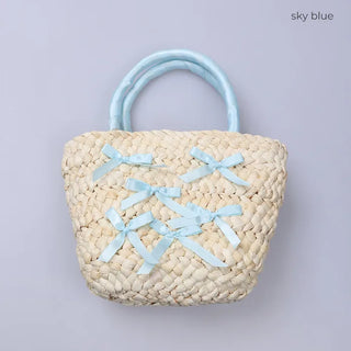 Ribbon Rattan Tote Bag