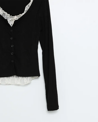 Lace Ribbon Layered Cardigan