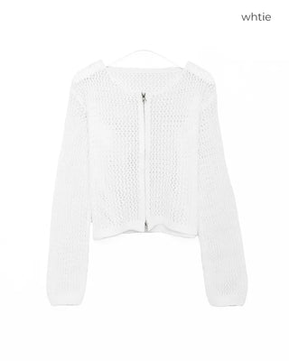 Double zip-up knit cardigan