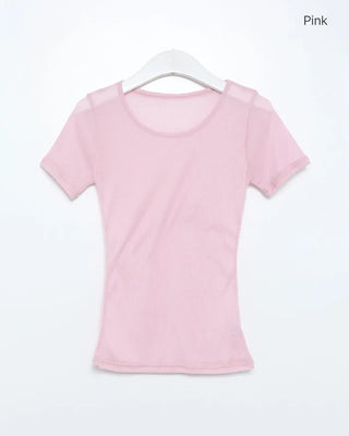 See-through short-sleeve T-shirt