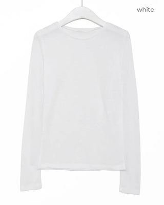 Round neck sheer long sleeve