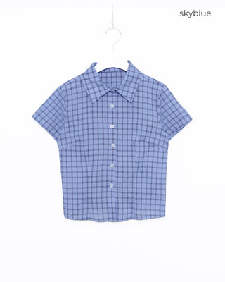 Slim-fit check short-sleeved shirt