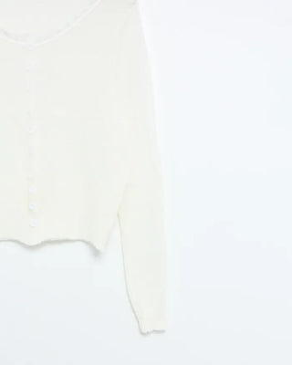 Lace neckline thermal cardigan
