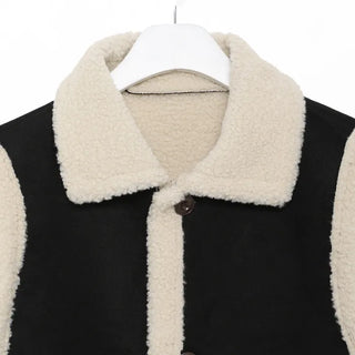 Square pocket sheepskin vest