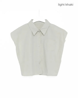 Puff-sleeve shirred shirt