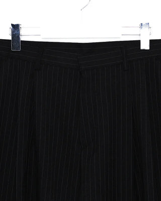 Double-pleated striped slacks