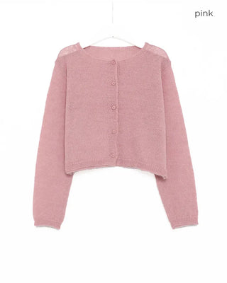Simple round neck cropped cardigan