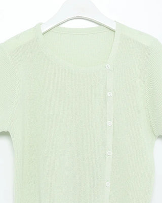 Asymmetrical Button Short Sleeve Knit