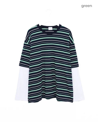 (Unisex) Striped Layered T-Shirt