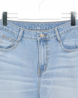 Whiskered Wash Wide Denim Pants