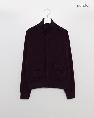 High-neck big button point cardigan