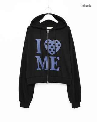 Lettering Heart Dot Point Hoodie