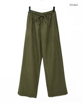 Striped wide-leg elastic waist pants