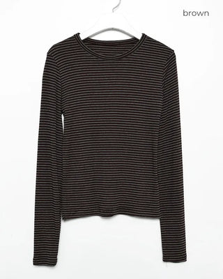 Round neck striped long-sleeve T-shirt