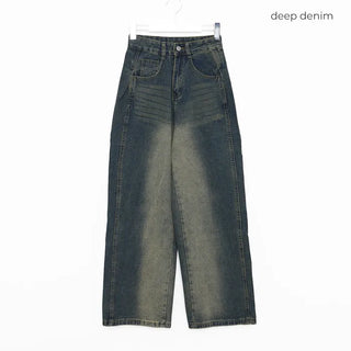 Washed denim pants
