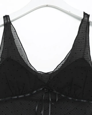 Pindot border sheer bustier