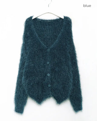Loose shaggy fur cardigan