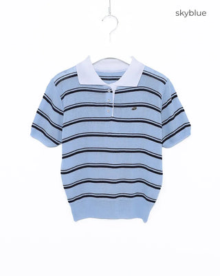 Two-tone short-sleeved knit