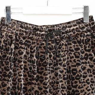 Leopard velvet elastic waist pants