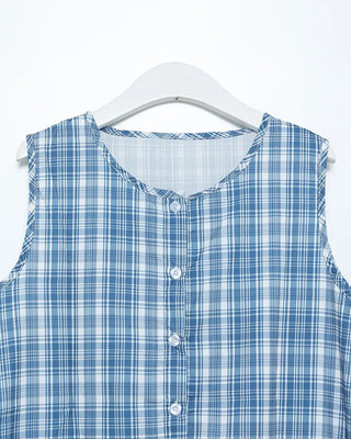 Checkered frill ribbon dress