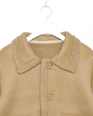 Color pocket sheepskin jacket