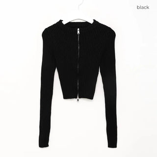 Rib-knit zip-up