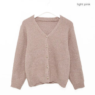 V-neck cardigan with gold buttons
