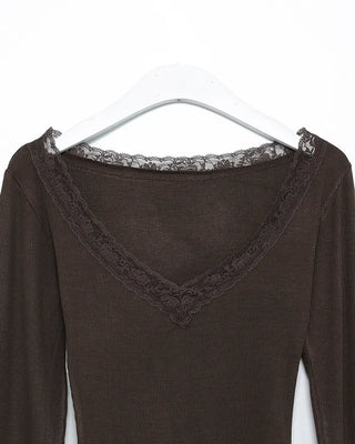 Lace plunging pointed hem slim cut and sew