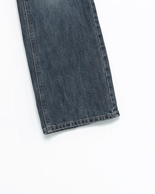 Low-waist point-washed flare jeans