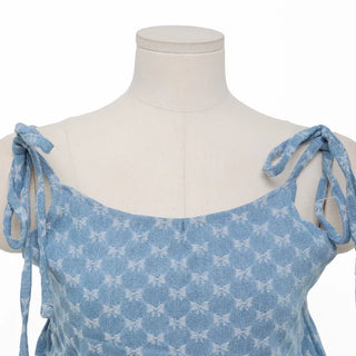 Ribbon denim bustier