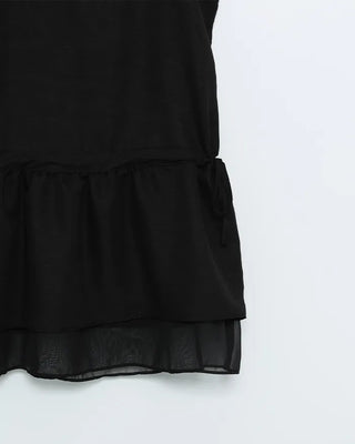 Silk layered string detail mini dress