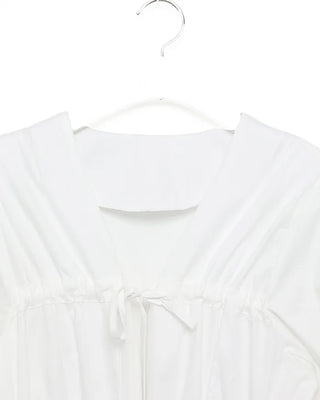 Drawstring Long Puff Sleeve Blouse
