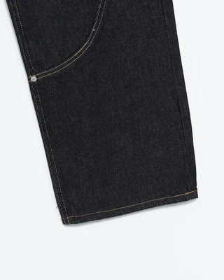 Knee Rivet Wave Stitch Wide Rigid Pants