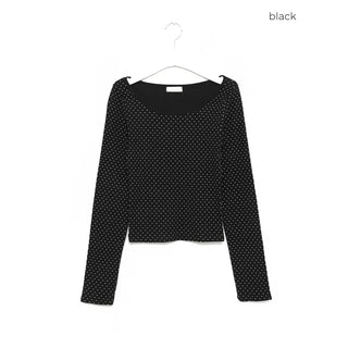 Bateau Neck Pindot Ribbed Long Cut and Sew