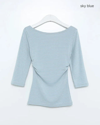 Boat neck striped T-shirt