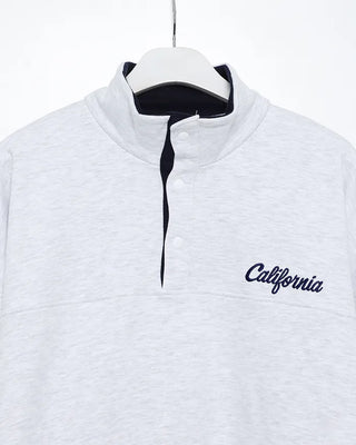 High-neck half-button sweatshirt