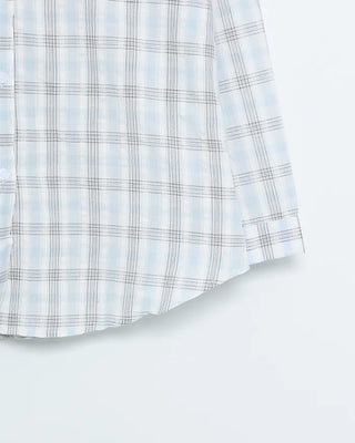 Round Hem Seersucker Check Shirt