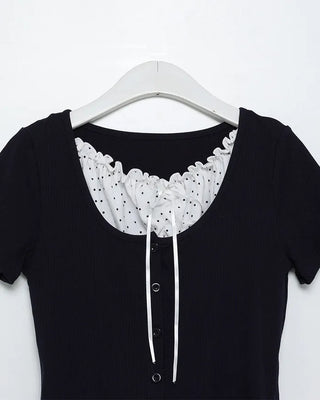 Dot Shirring Half Cardigan