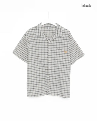 Checked embroidered short-sleeved shirt