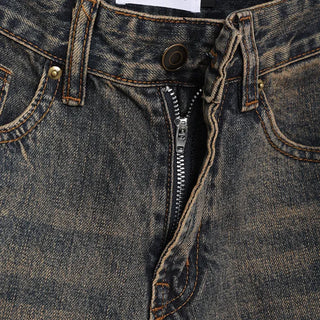 Washed wide denim pants
