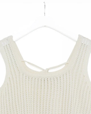 Perforated back ribbon knit sleeveless dress