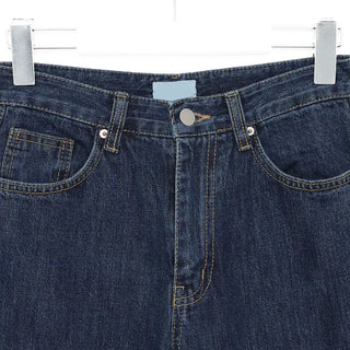 Blue denim wide-leg pants