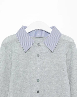 Shirt-layered cardigan
