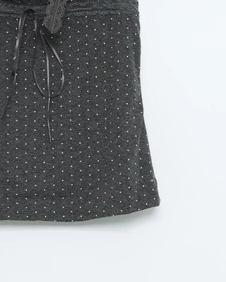 Dot Square Neck Shirred Strap Point T-Shirt